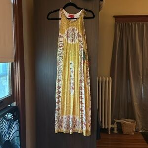 Anthropologie Yellow Floral Soleil swing dress by Bhanuni